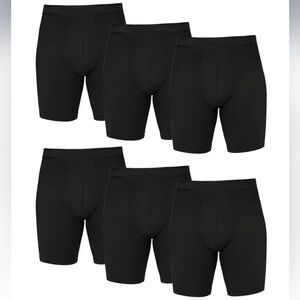 Men's Quick Dry Performance Stretch Boxer Briefs, 6 Pack, Black